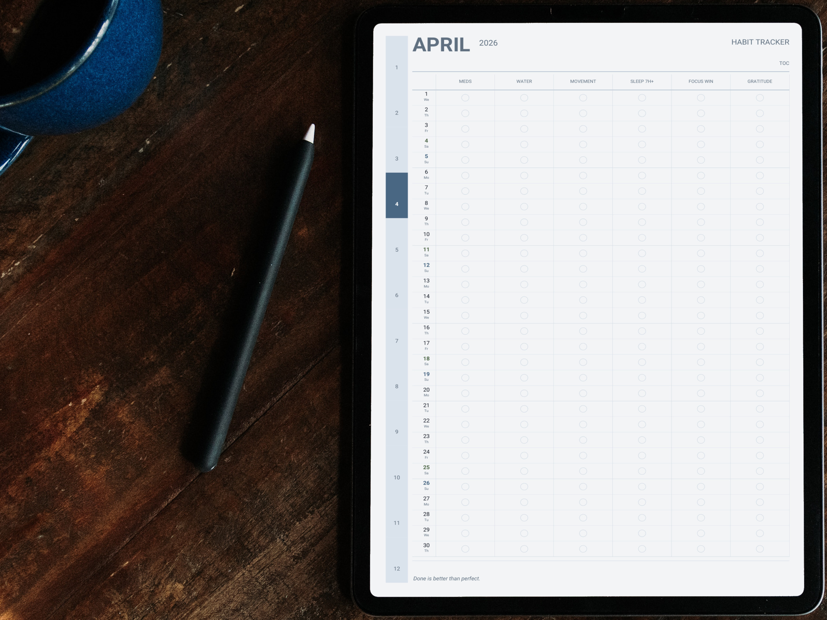 ADHD planner habit tracker with custom habit names